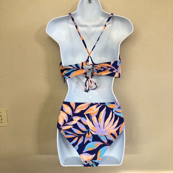 Cupshe Release Happiness Tropical Print Lace-Back Bikini Set Size XL - Picture 5 of 13